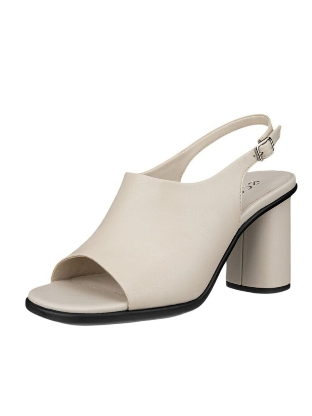 ECCO Womens Leather Slingback Block Heel Sandals Cream EU 42 US 11 New In Box.